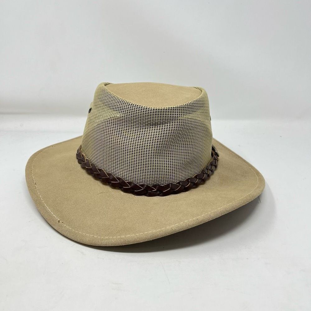 Jacaru Cooler Hat Real Australian Suede Leather Beige Made in Australia Mens M